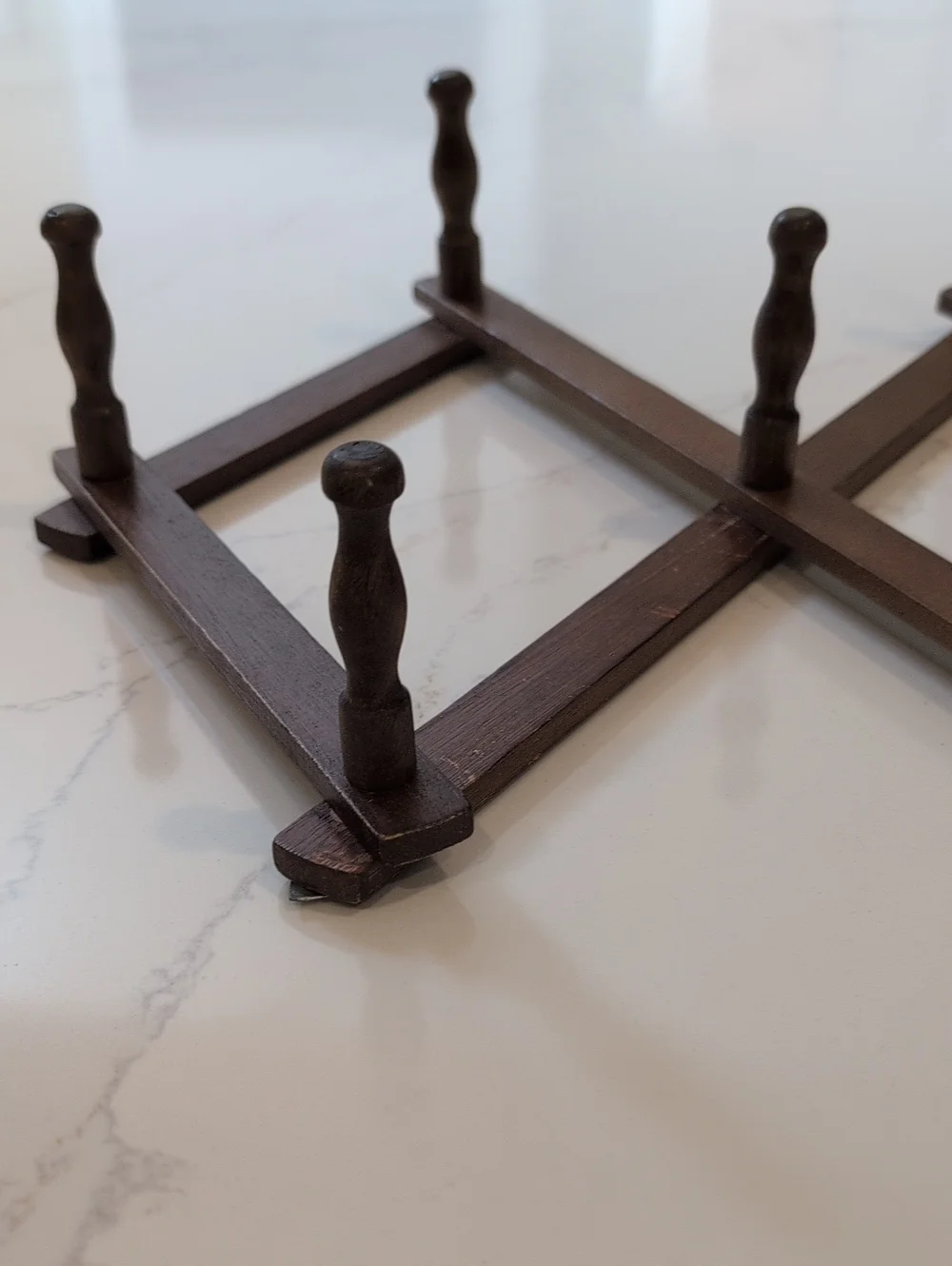 Vintage Brown Expandable Wooden Wall Peg Rack Home Organization Decor